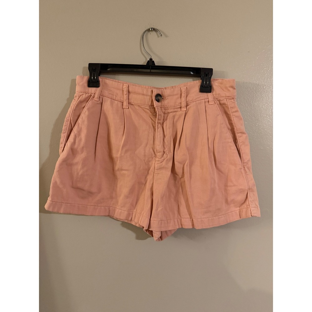 Free People Womens Peach Pink Pleated High Waisted Chino Shorts Size 6